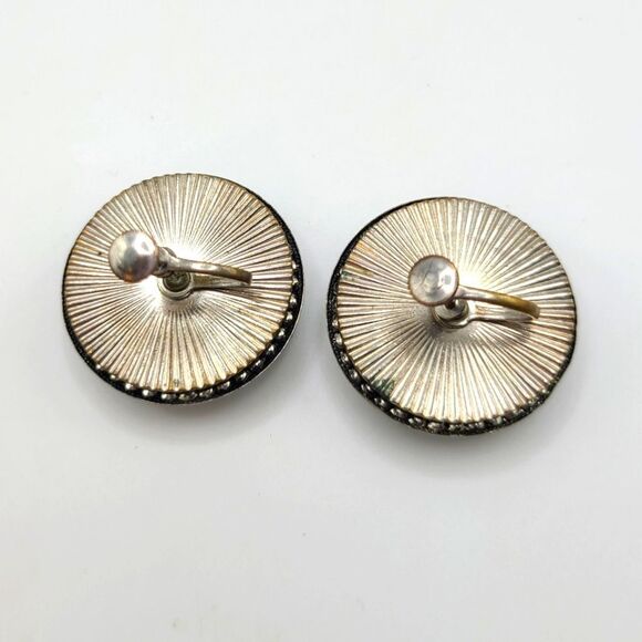 Vintage Screw Back Earrings,  Turquoise  silvertone - Picture 7 of 7